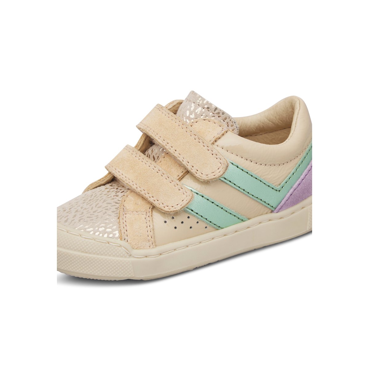 Baskets en cuir et en daim ZYLKA VL platine-blanc crème, NATURINO