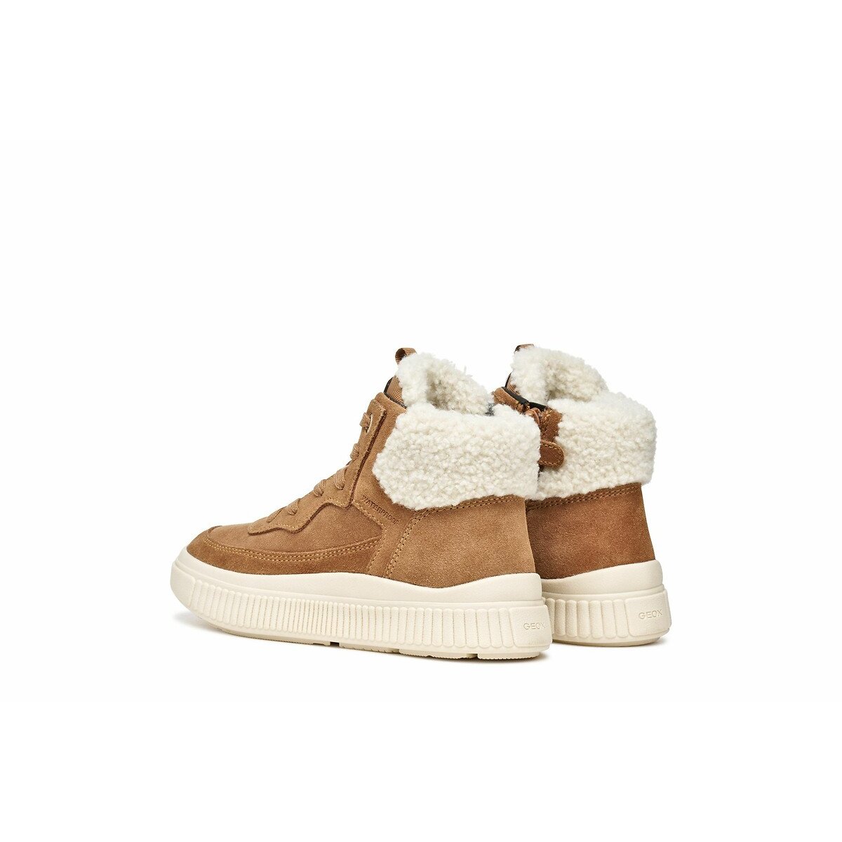 Kids Laquinny High Top Trainers with Faux Fur Lining brown, GEOX