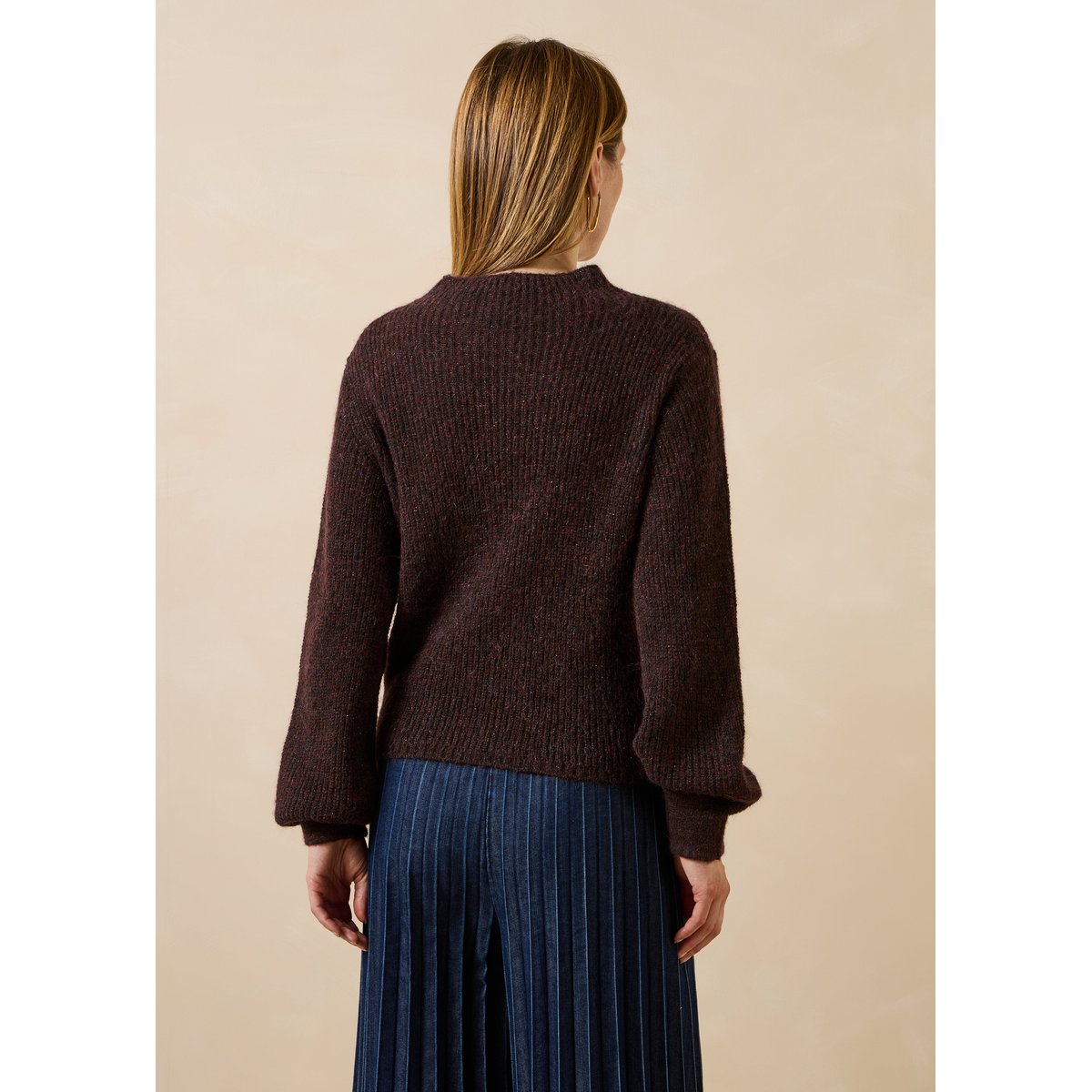 Pull manches longues col montant chocolat, LA FEE MARABOUTEE