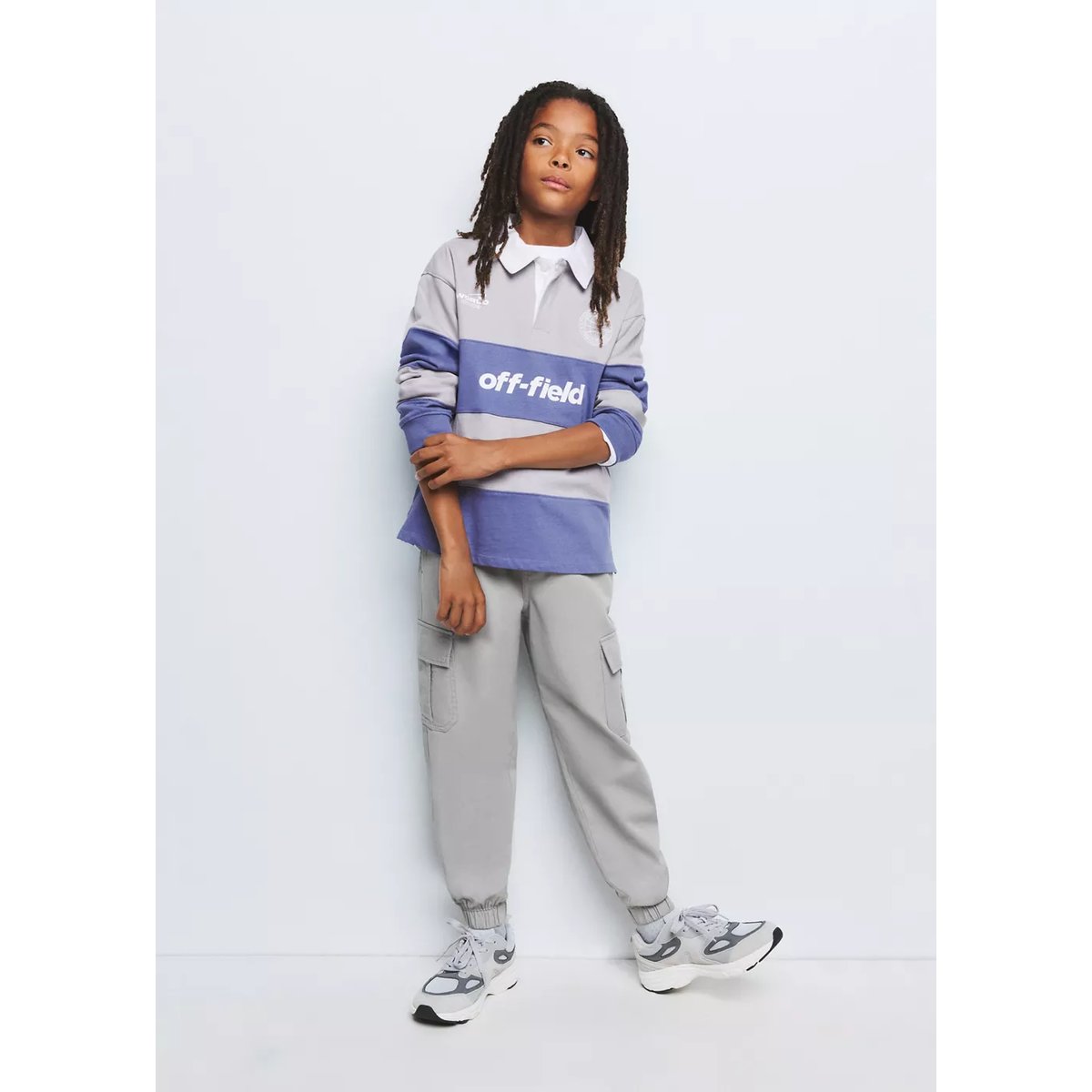 Pantalon cargo 100 % coton gris, MANGO KIDS