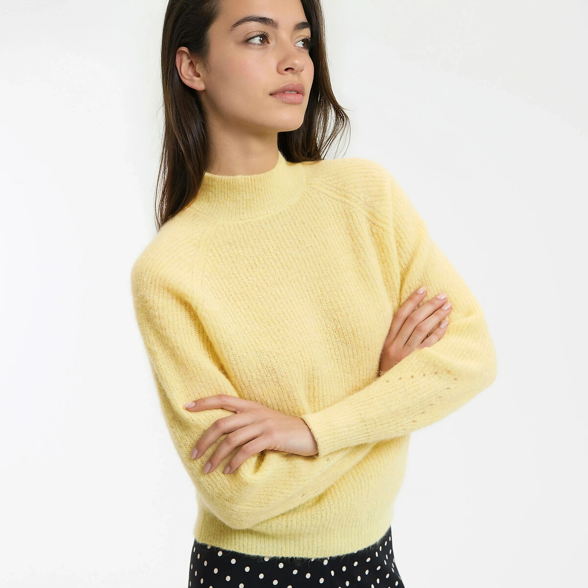 Pull col montant alpaga mélangé Signature ARISTIDE jaune, LA REDOUTE COLLECTIONS