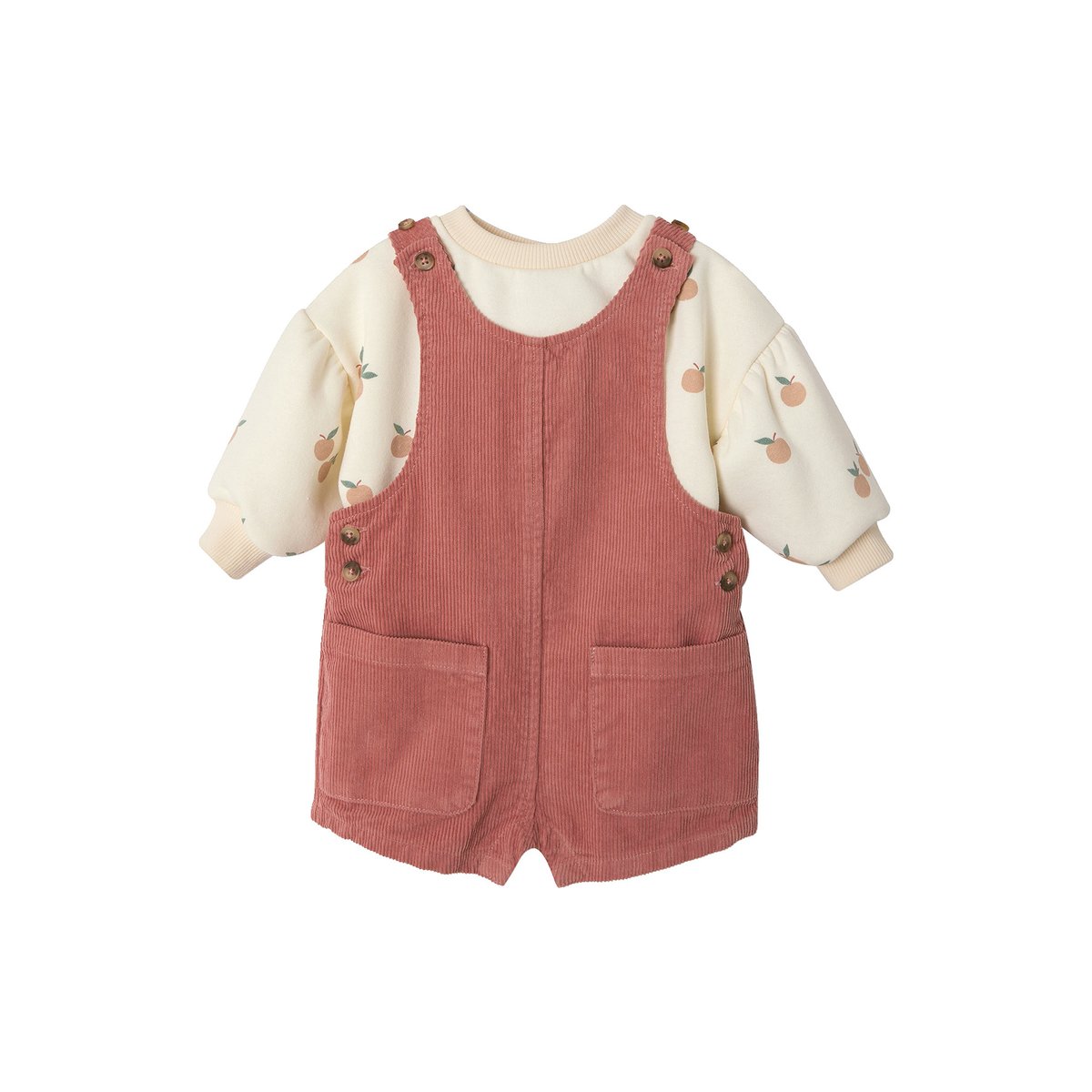 Ensemble sweat et salopette vieux rose, VERTBAUDET