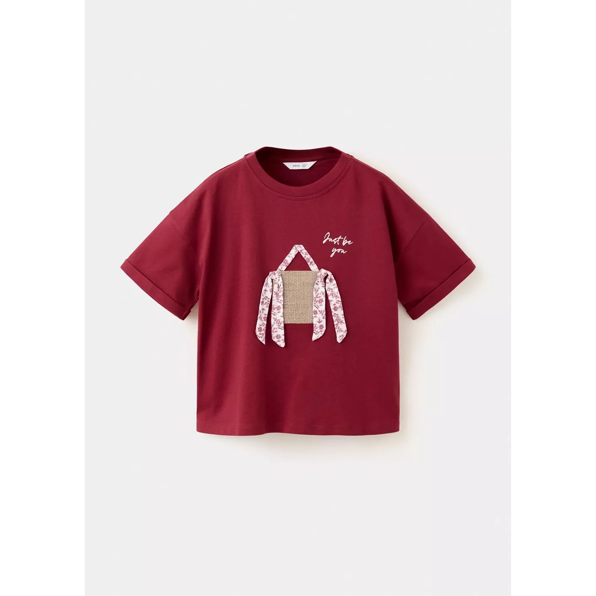 T-shirt en coton détail en relief grenat, MANGO KIDS