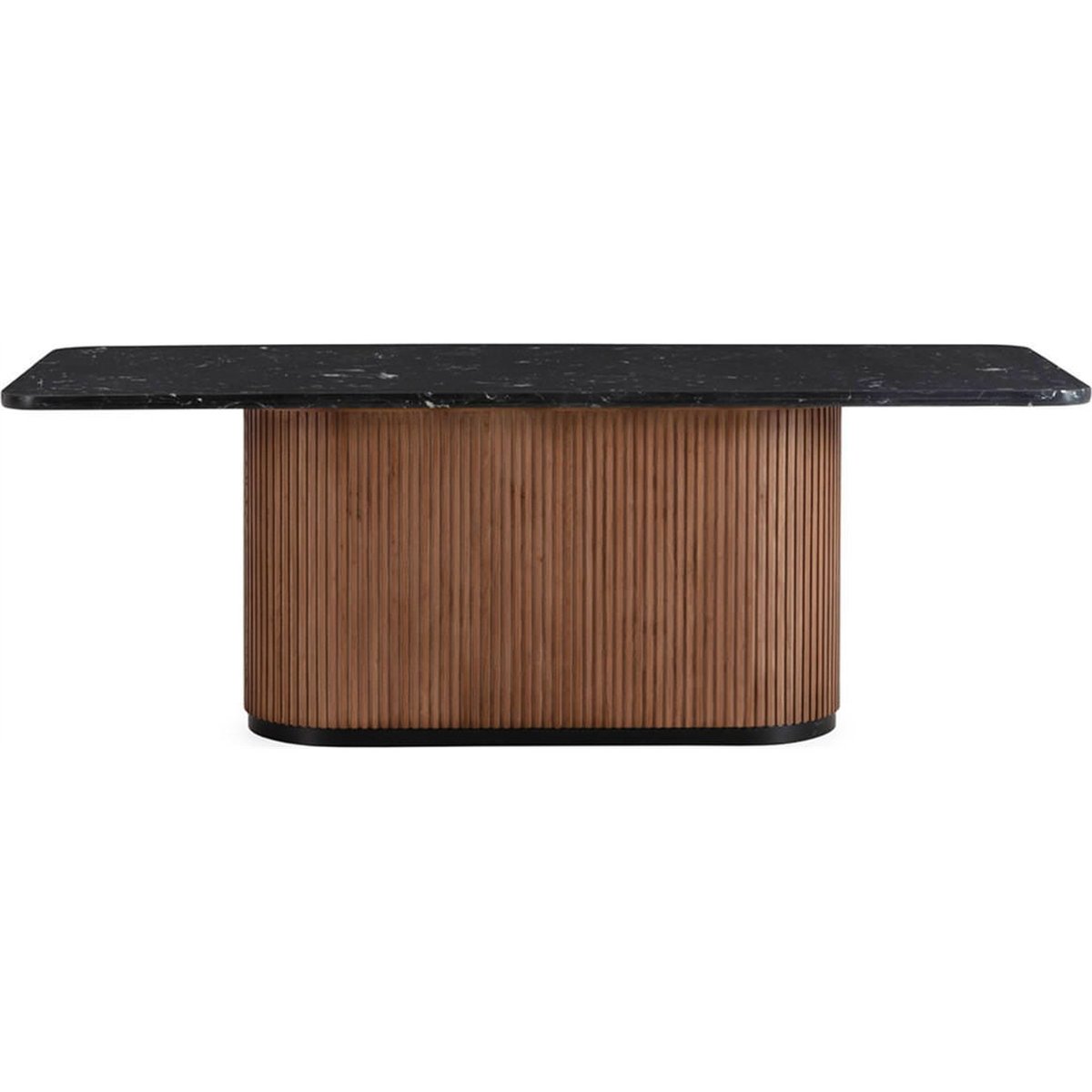 Table à manger en bois d'orme et marbre noyer, noir marquina et noir mat, RECOLLECTION