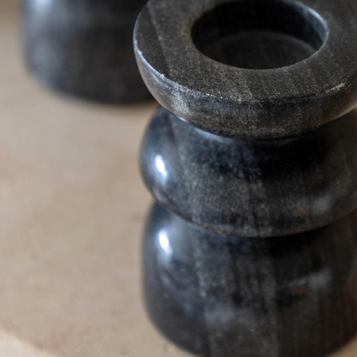 Set of 2 Azuaga Marble Candlesticks grey, ÉDITÉ