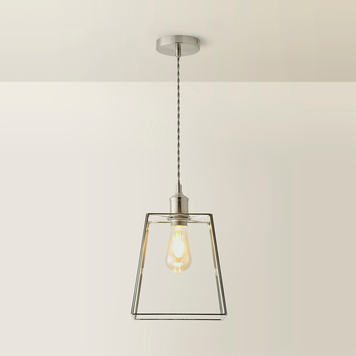 Sylvia Glass Lantern Pendant Light in Brushed Chrome chrome, ÉDITÉ