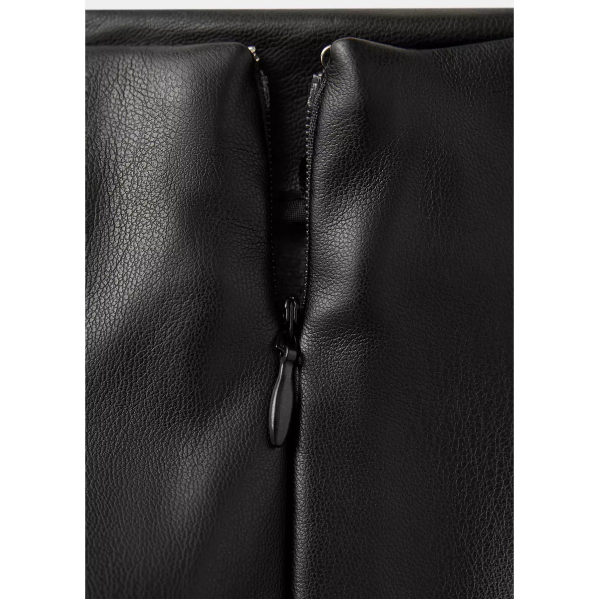 Jupe similicuir détail dentelle noir, MANGO
