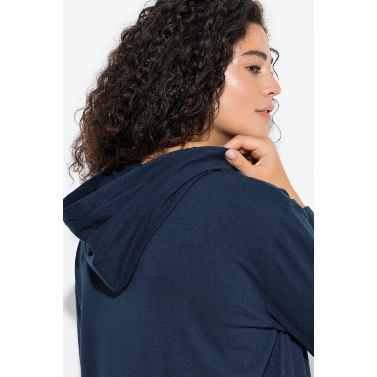 Robe midi en molleton, message format XL marine, ULLA POPKEN