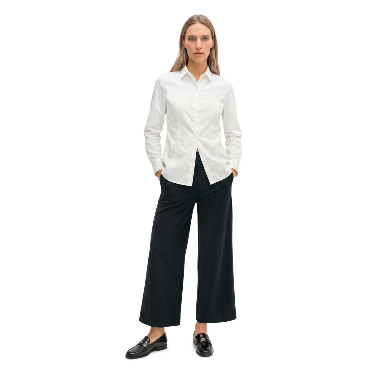 Blouse à manches longues en qualité popeline stretch blanc, MARC O'POLO