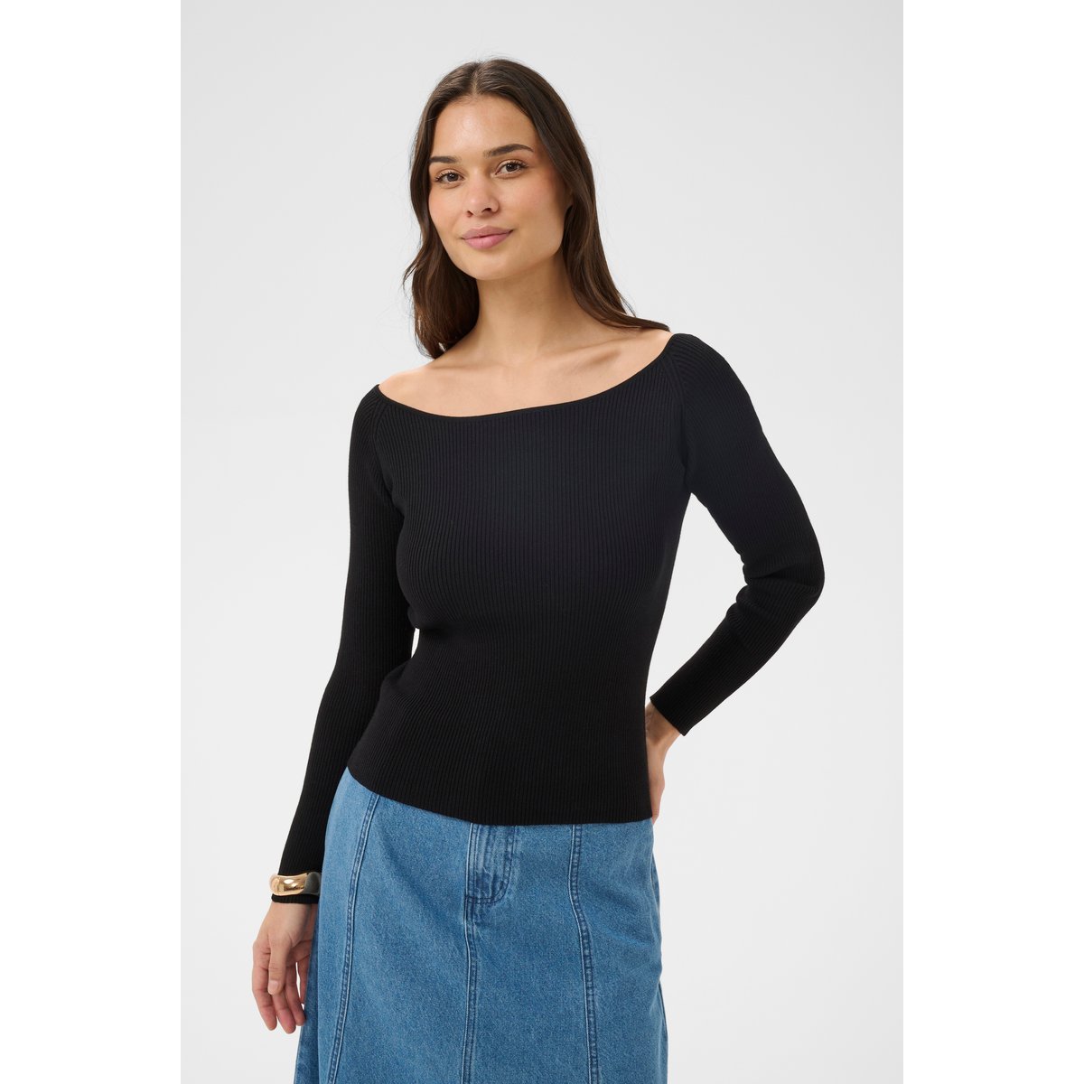 Pullover tricoté noir black deep, KAFFE