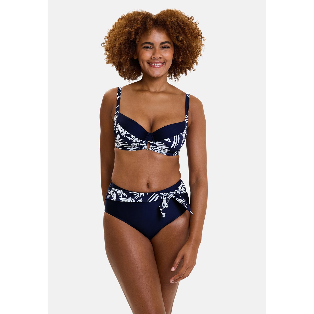 Bas de maillot de bain KELAA feuilles graphiques bleu marine, SANS COMPLEXE