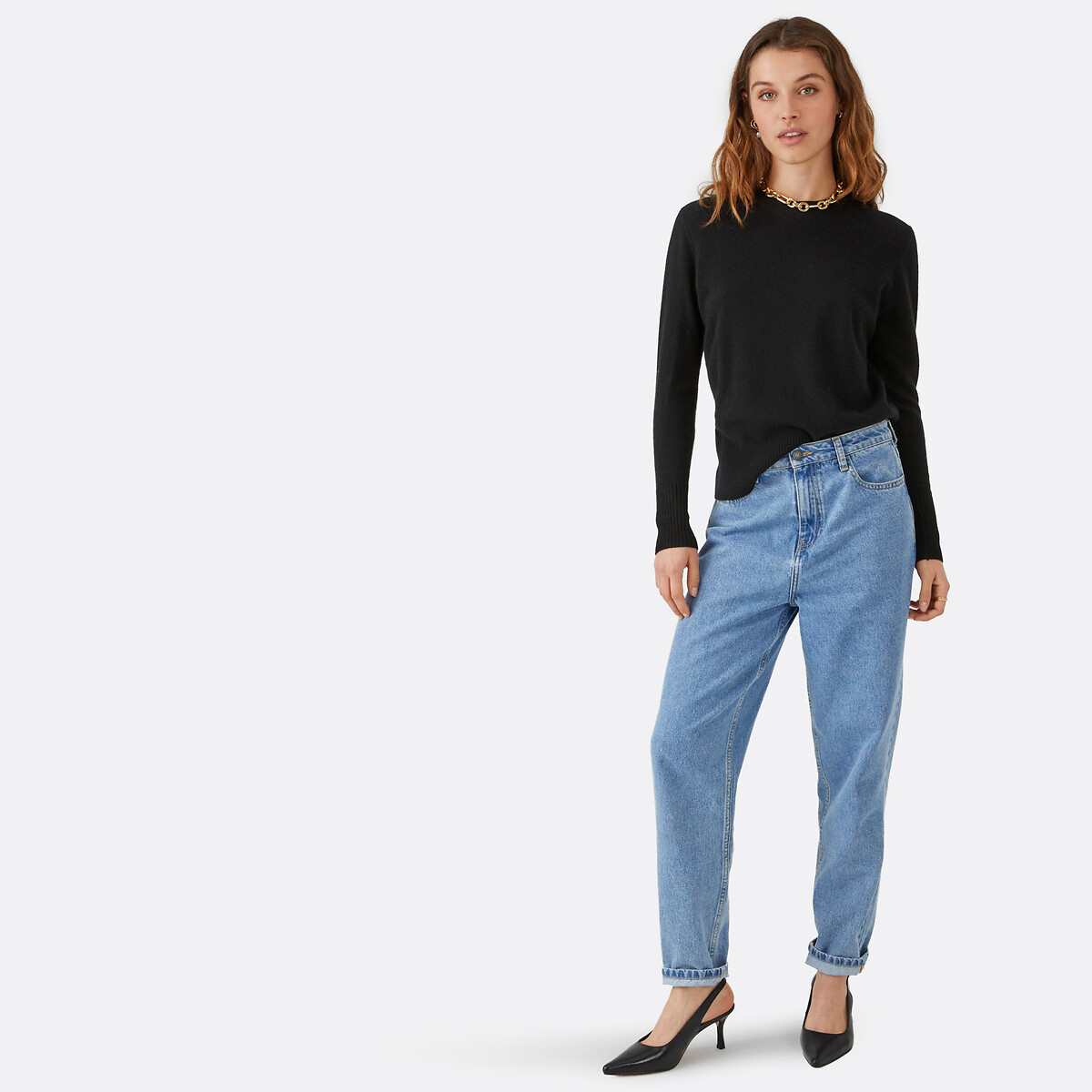 Cashmere Crew Neck Jumper black, LA REDOUTE COLLECTIONS