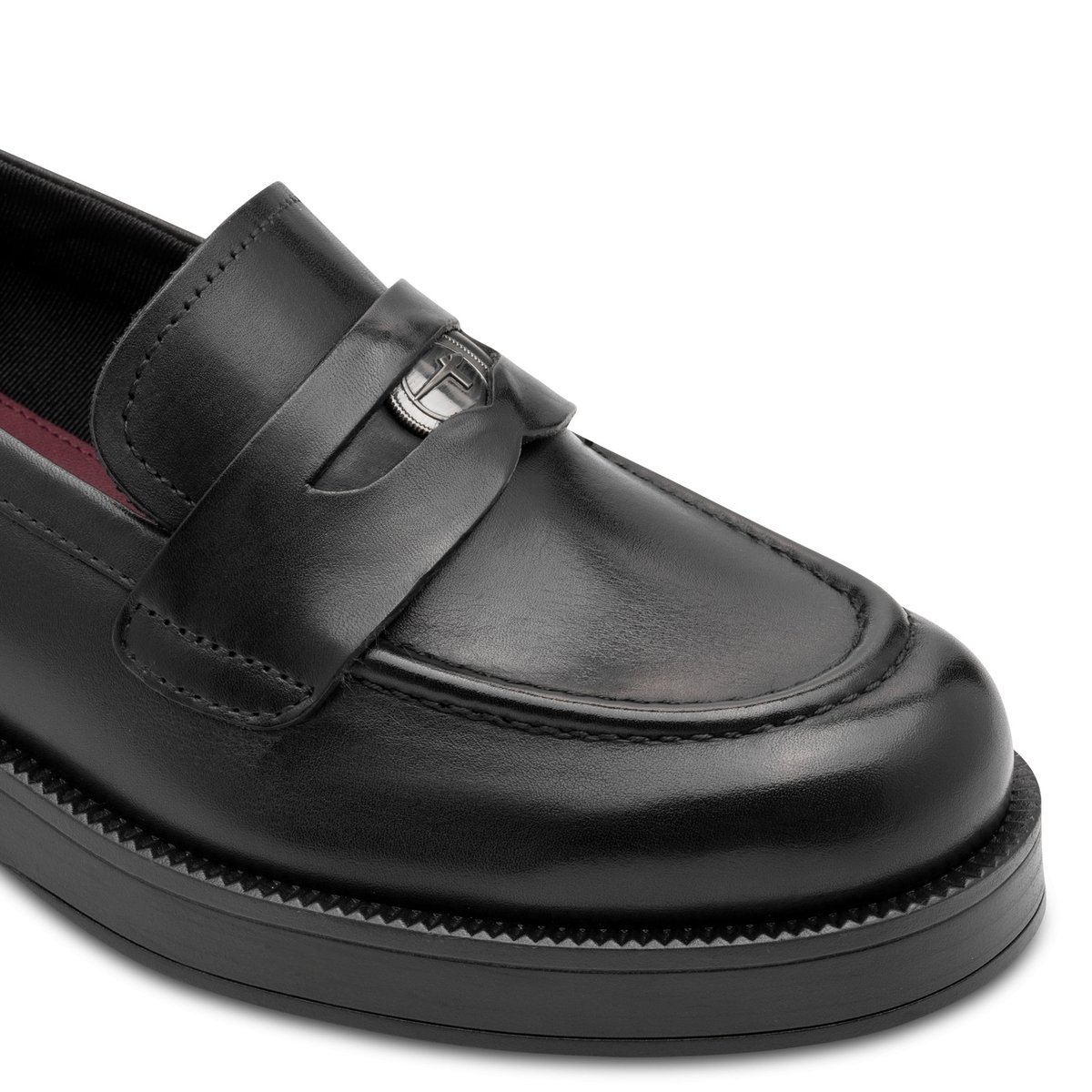 Slipper en cuir noir, TAMARIS