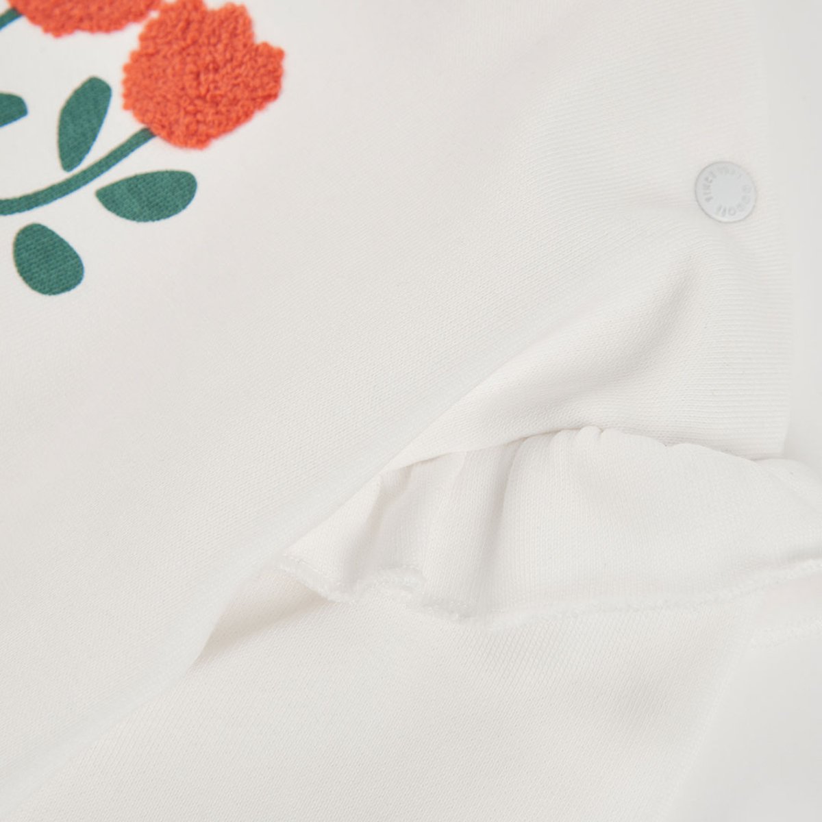 Sweat-shirt fille molleton broderie tulipes blanc, BOBOLI