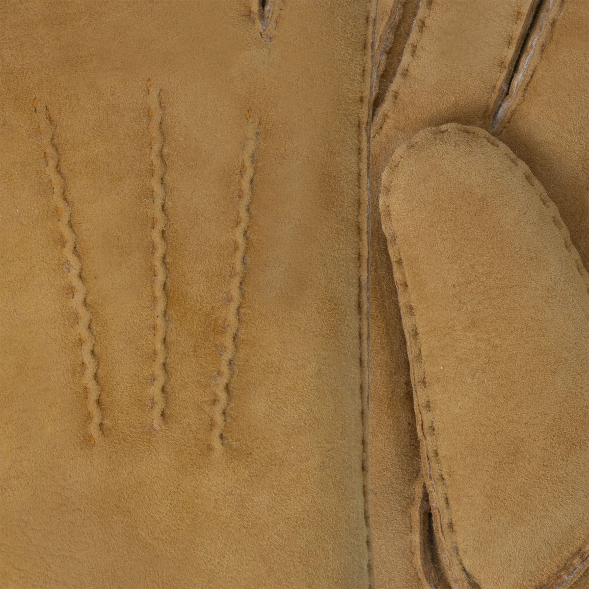 Gants chauds et doux, en cuir de mouton retourné beige caramel, ISOTONER