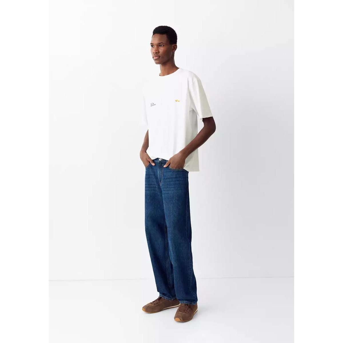 T-shirt coton détail imprimé blanc cassé, MANGO TEEN