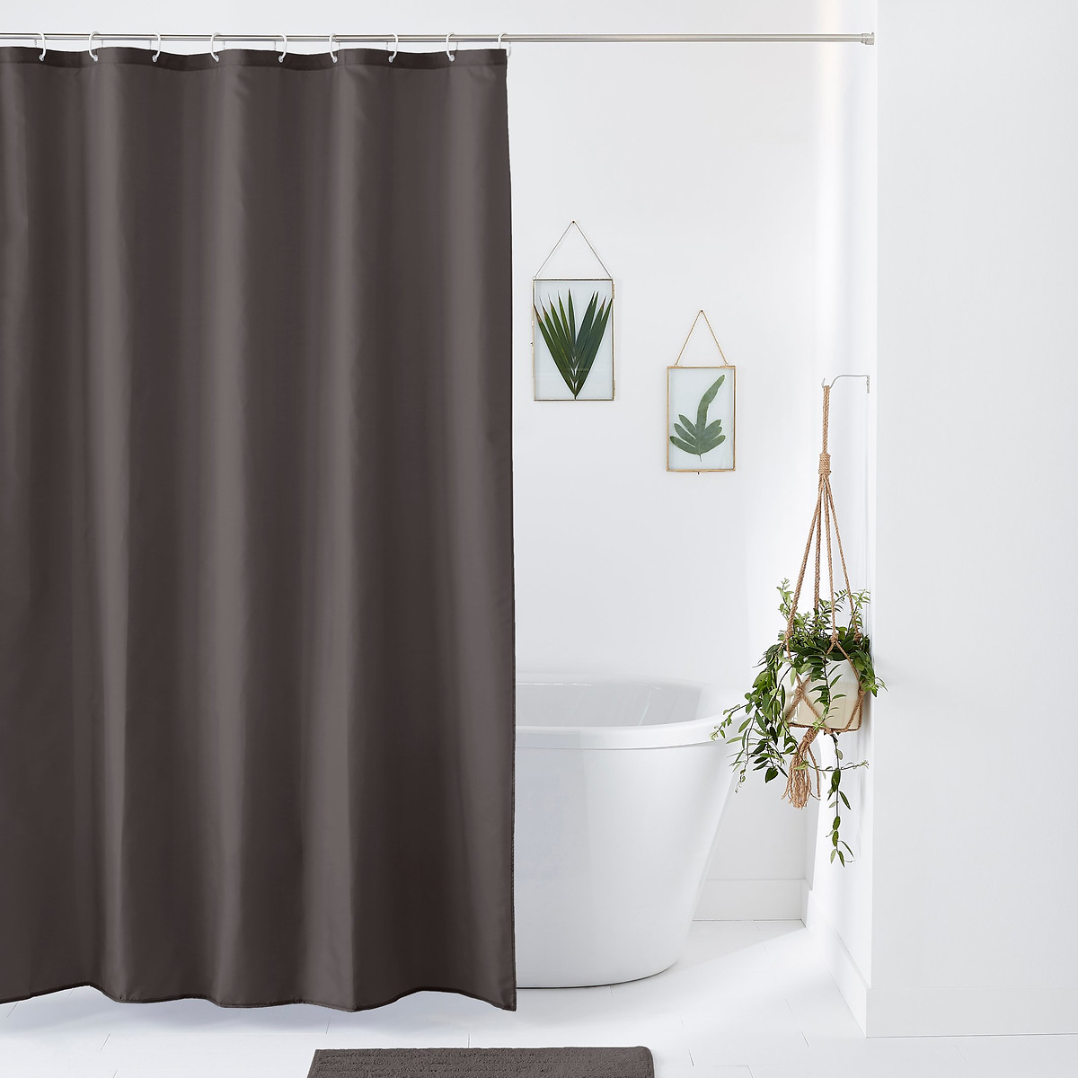 Rideau de douche uni gris foncé, SO'HOME