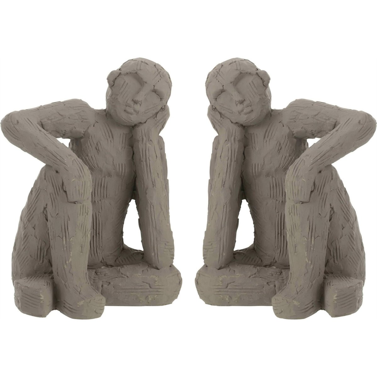 Serre-livres figurine en ciment, Lot de 2 gris, RECOLLECTION