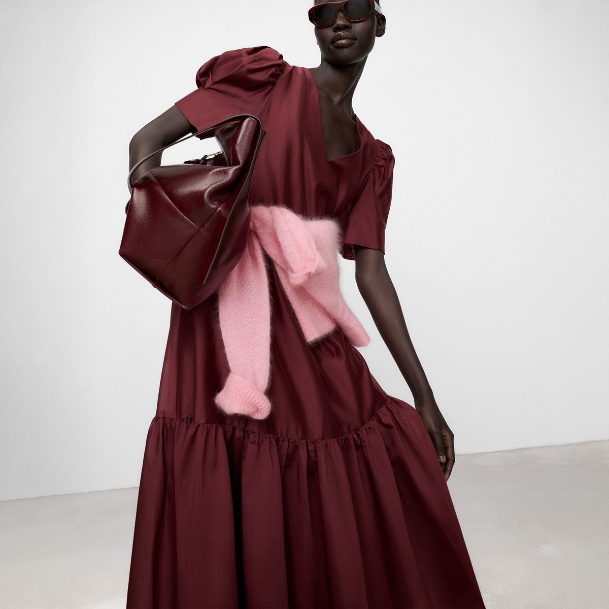 Robe en lyocell grenat, ADOLFO DOMINGUEZ