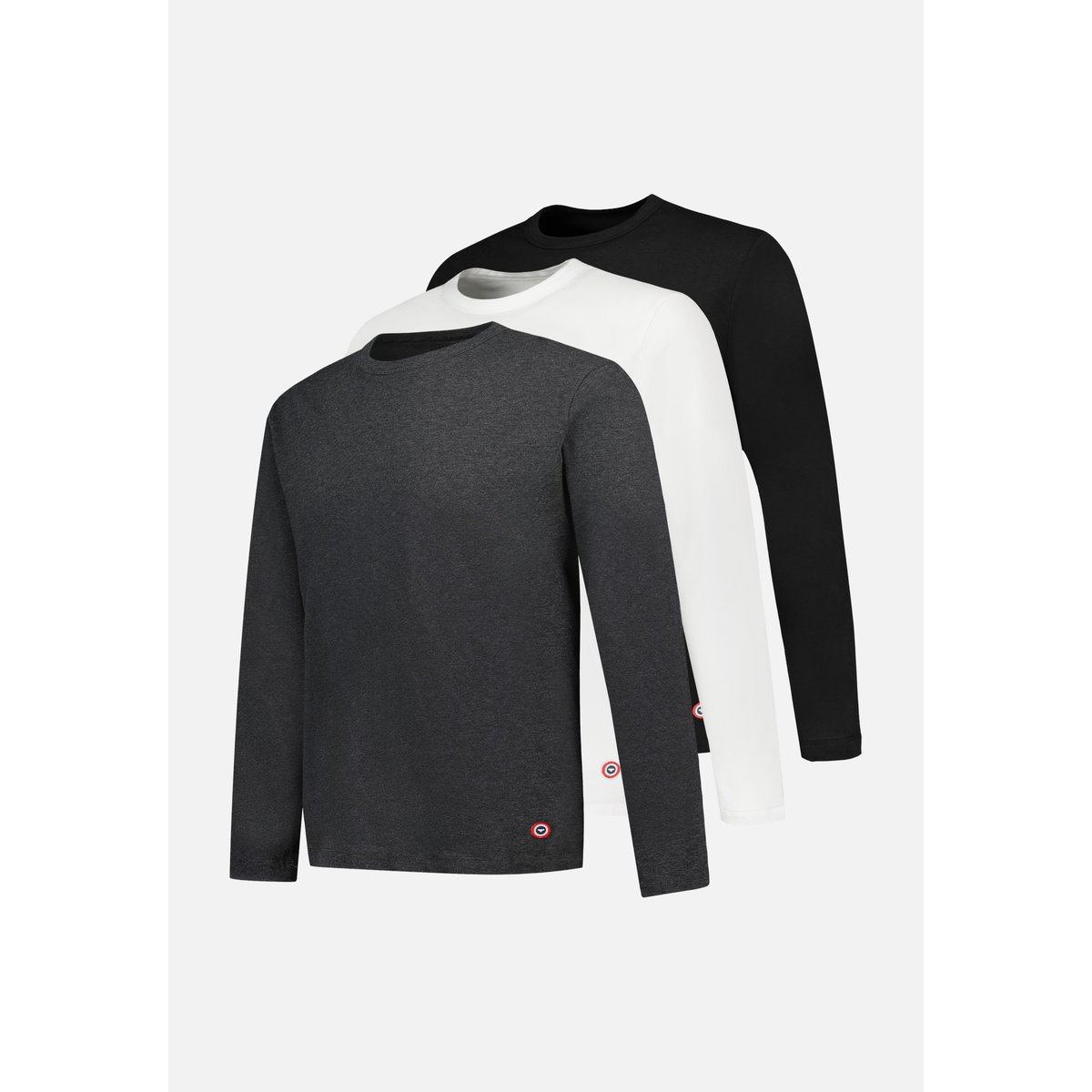 Lot de 3 t-shirts manches longues en coton TRIOSUPERBE gris anthracite blanc noir, LE SLIP FRANCAIS
