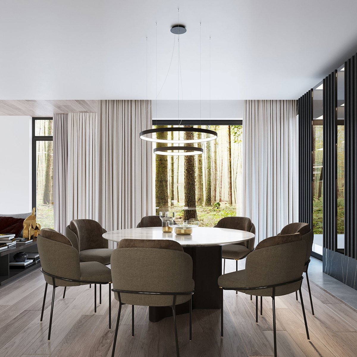 Lustre Aluminium Noir LED 2 Rio noir, EDEN