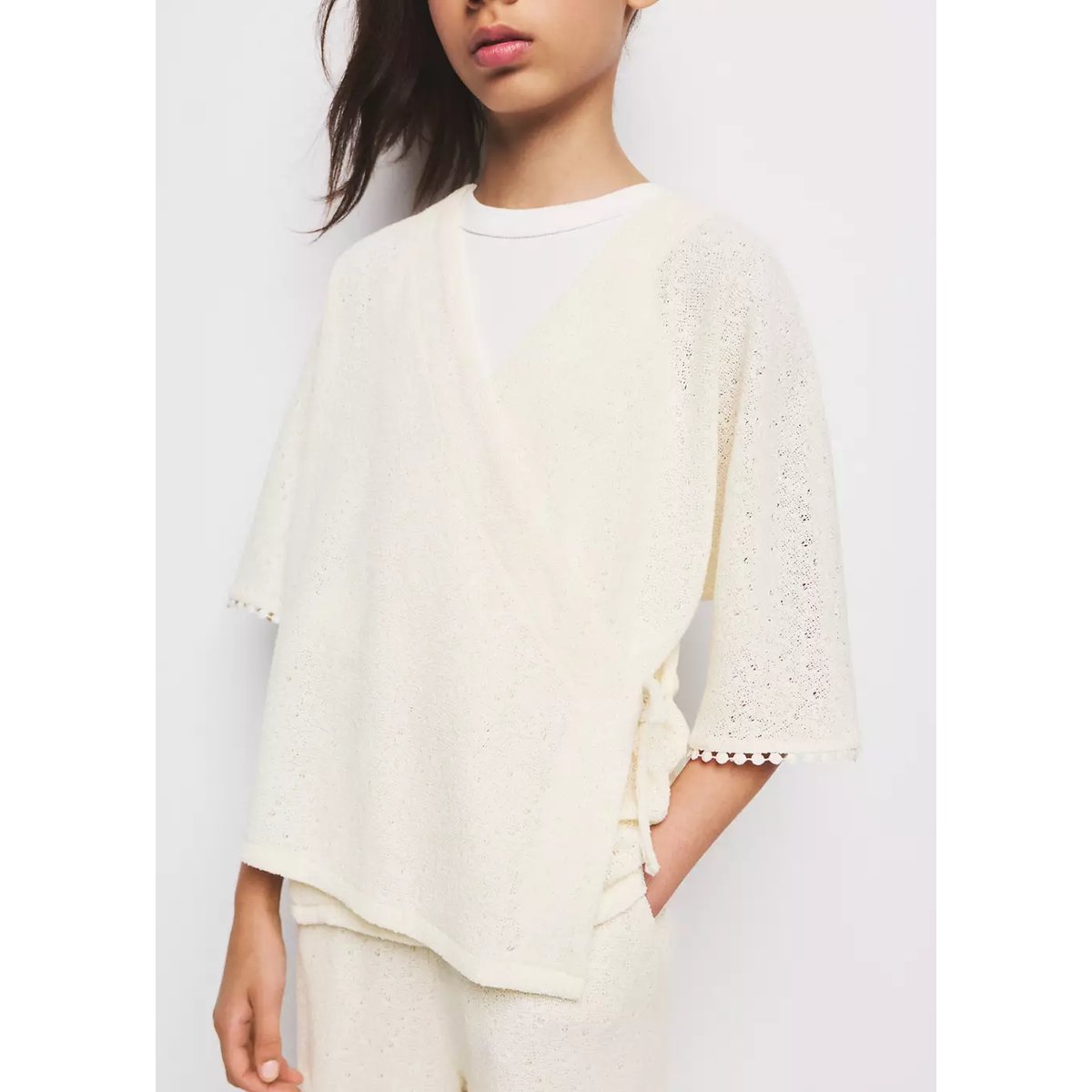 T-shirt kimono en maille écru, MANGO KIDS
