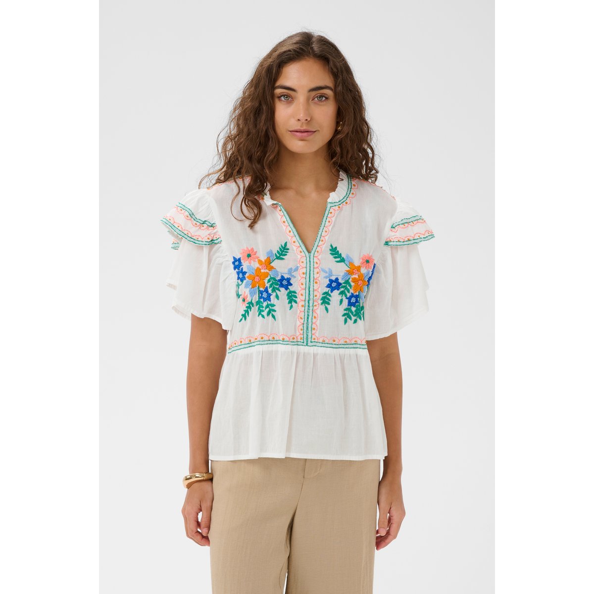 Blouse à manches courtes blanc spring gardenia, CULTURE