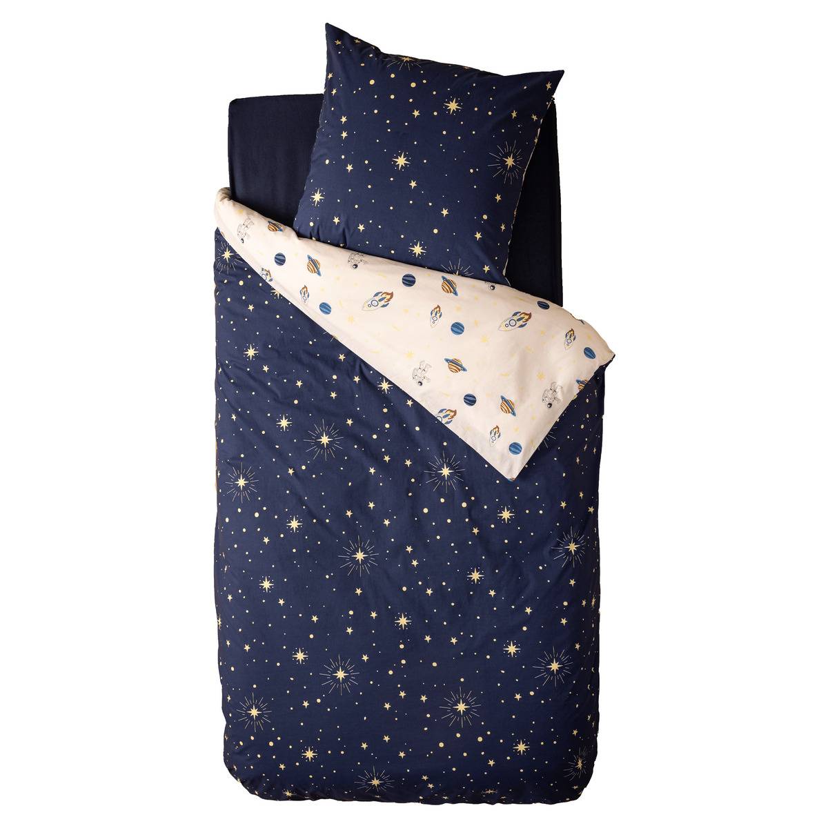 Parure de lit enfant imprimé réversible ESPACE bleu, ATMOSPHERA FOR KIDS