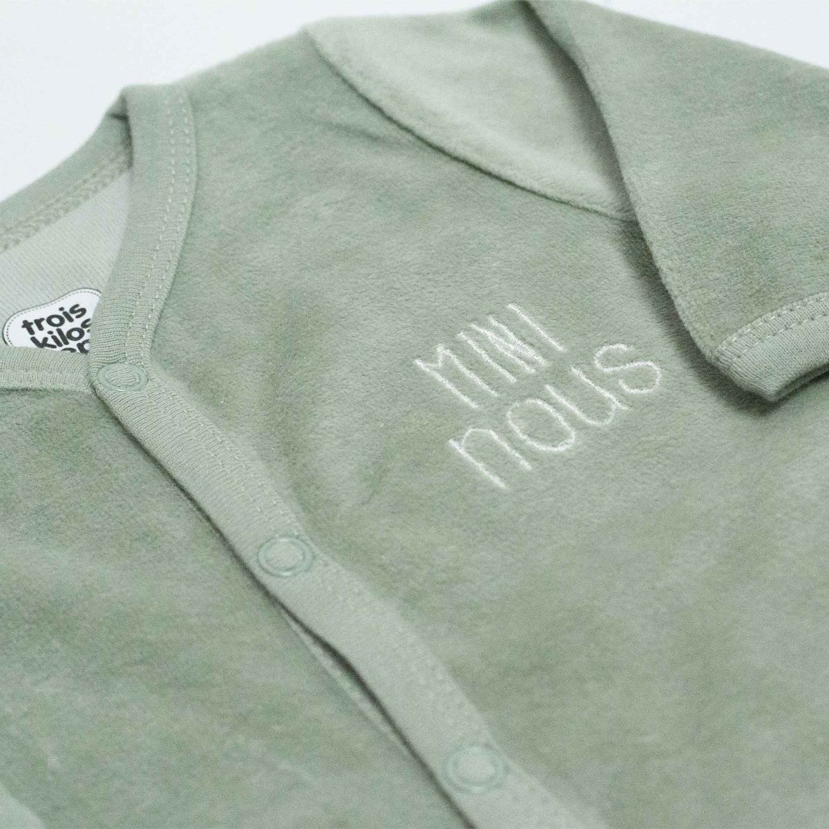 Dors-bien en velours "Mini Nous" Olive verde, TROIS KILOS SEPT