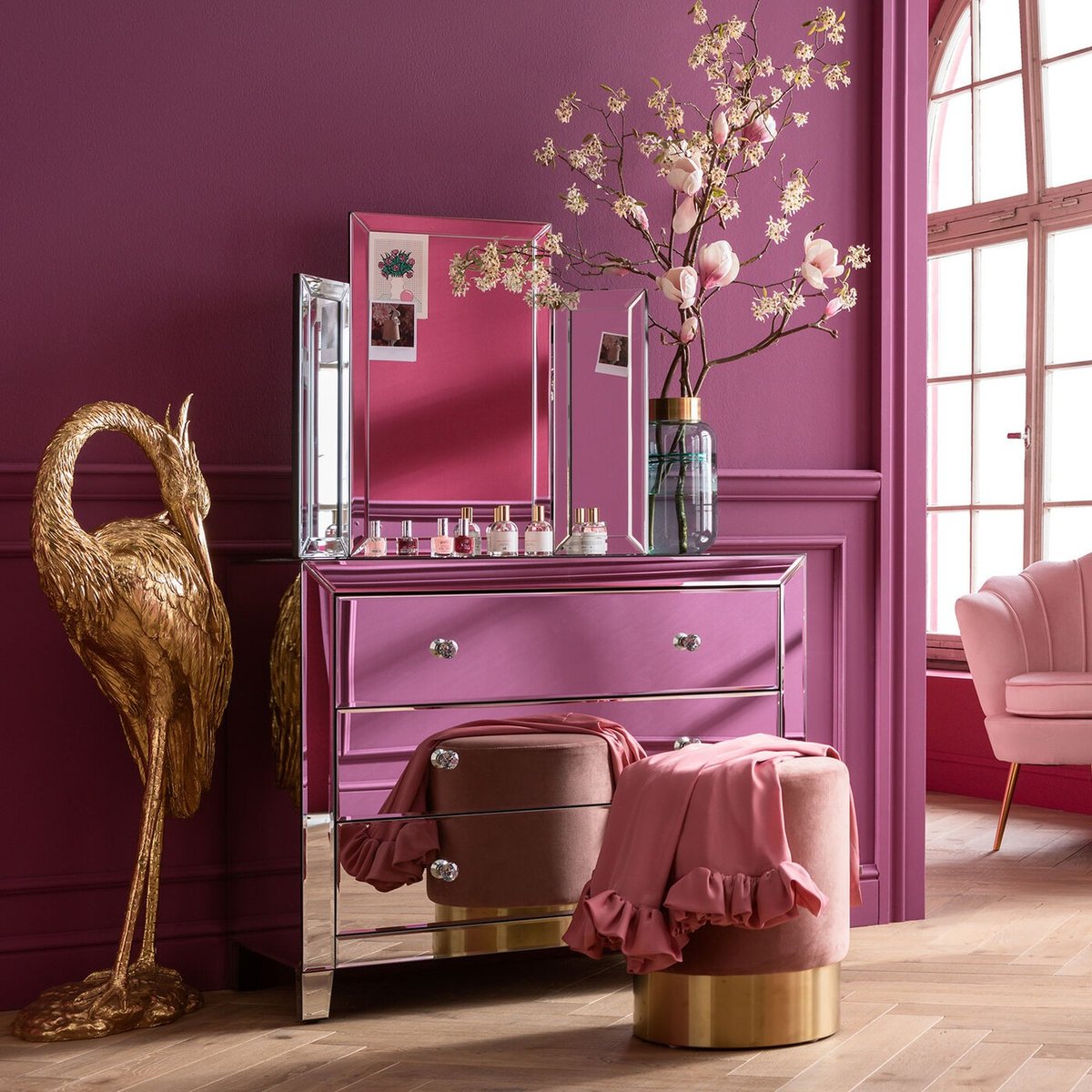 Commode Luxury champagne 3 tiroirs argent, KARE DESIGN