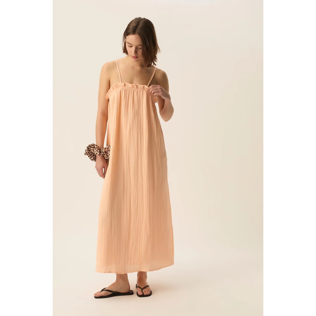 Maxi abito con spalline sottili, SOPERA pesca, DES PETITS HAUTS