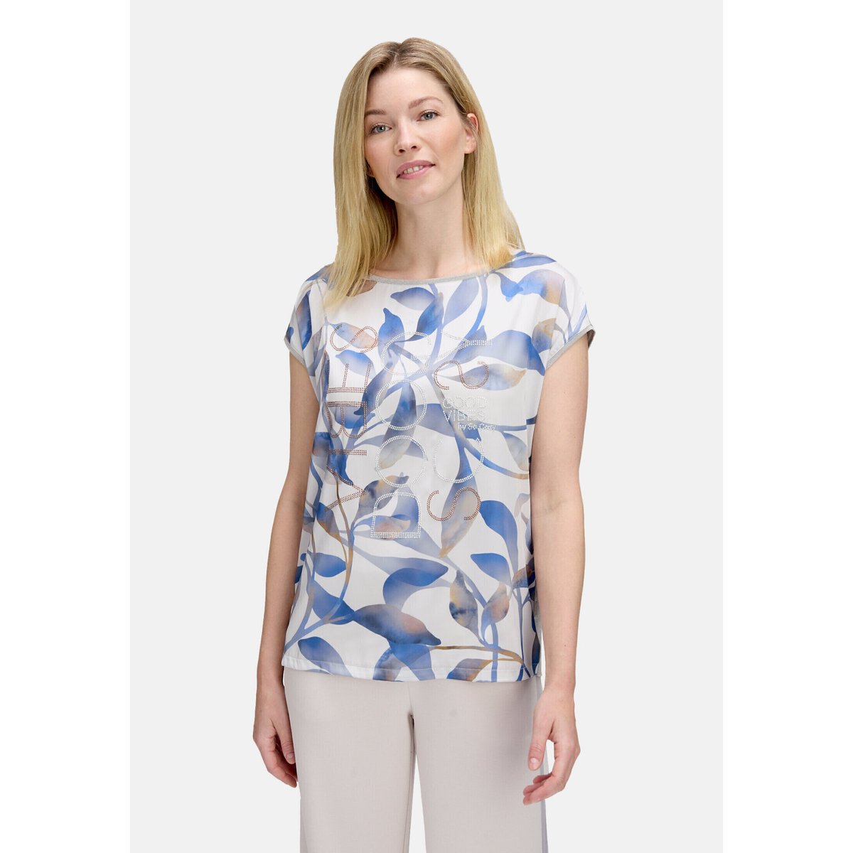 T-shirt façon blouse à impression grey/blue, BETTY BARCLAY