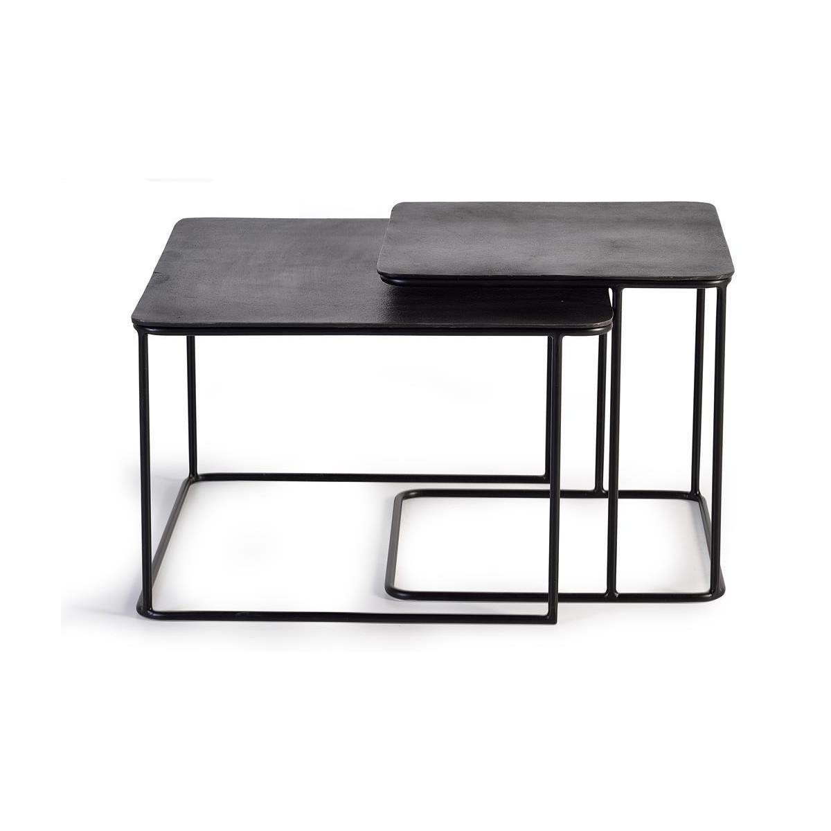Lot de 2 tables basses noir, DECORATION D’AUTREFOIS
