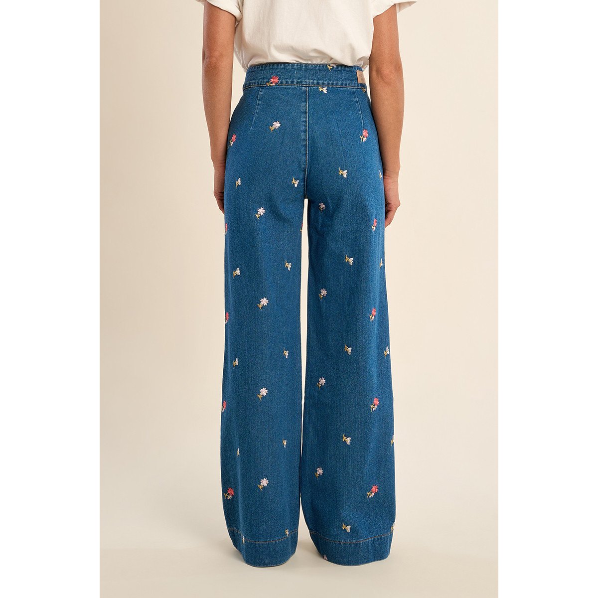 Jean large fantaisie denim blue, MOLLY BRACKEN