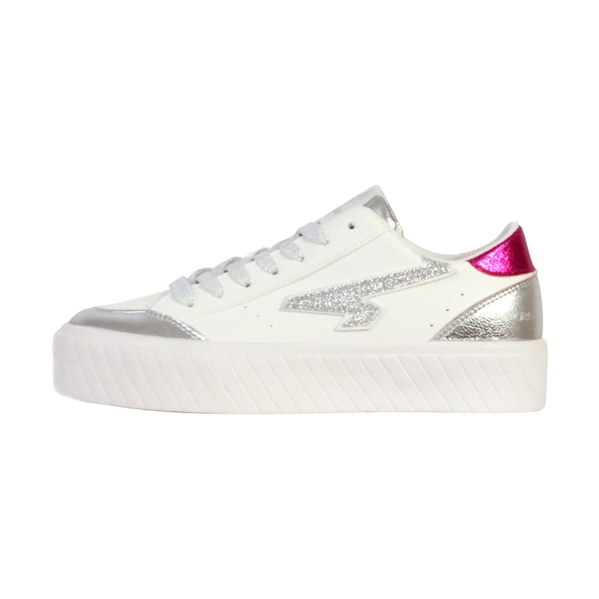 Basket Basse à Lacets Cyndia blanc rose, KAPORAL