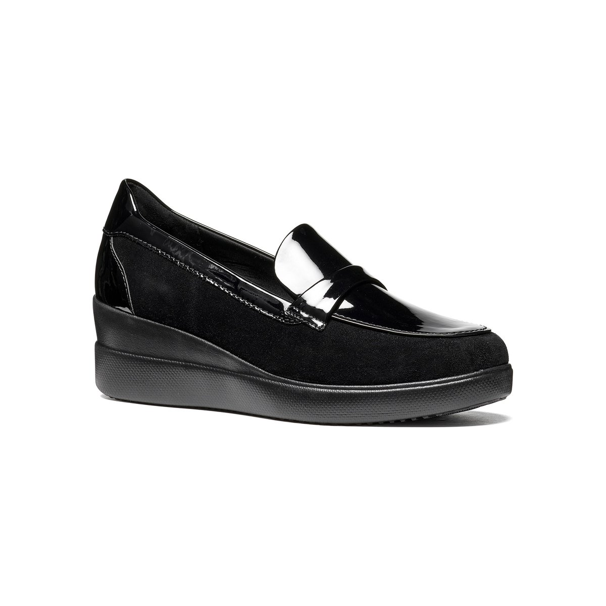 Mocassins compensés vernis, STARDUST noir, GEOX
