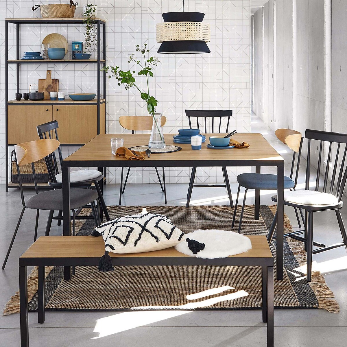 Housse de coussin, Cali ecru/noir, LA REDOUTE INTERIEURS