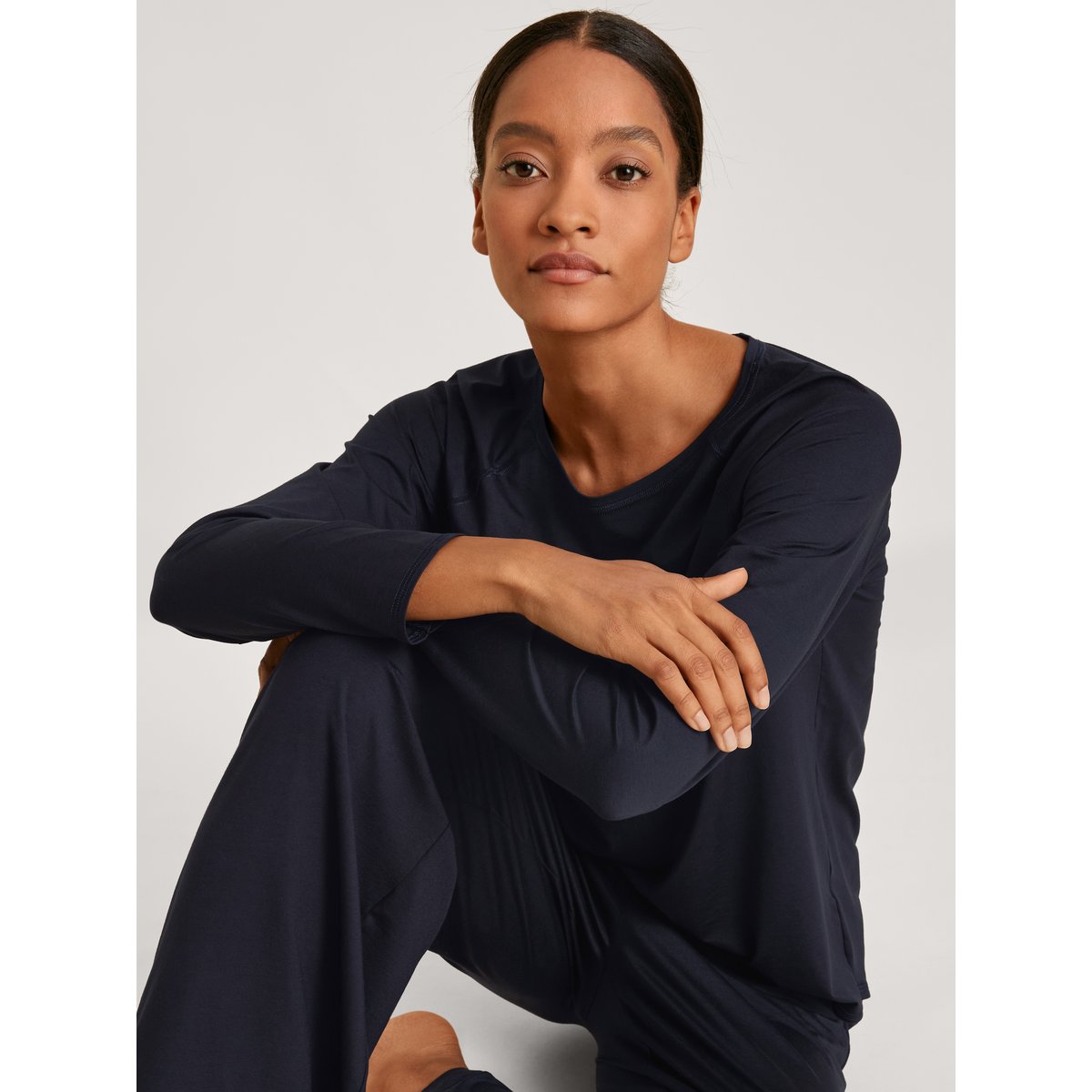 T-shirt à manches longues manches longues Modal DEEPSLEEPWEAR BALANCING bleu lapis foncé, CALIDA