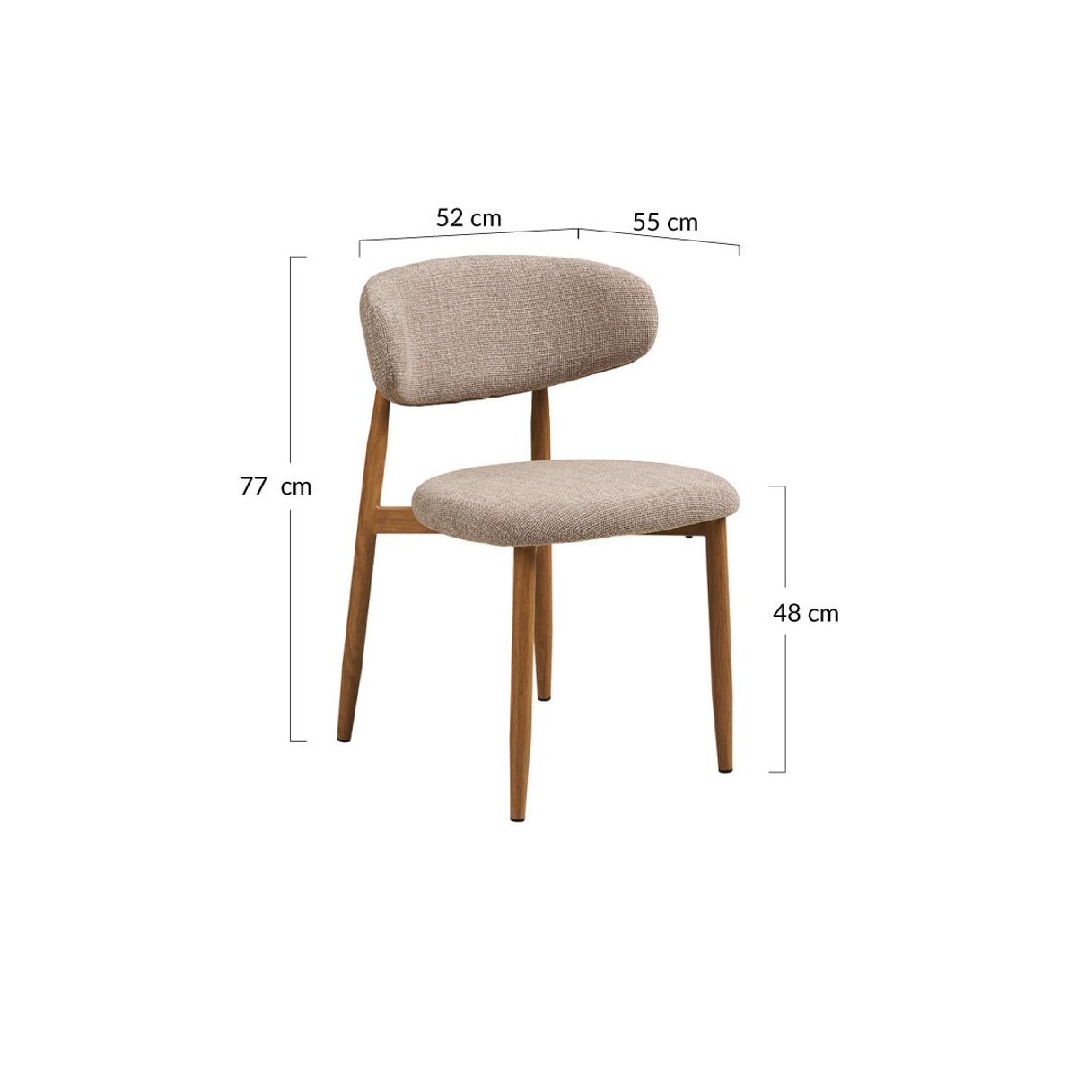 Lot de 2 chaises en tissu texturé, EDDIE bois / beige, BEST MOBILIER