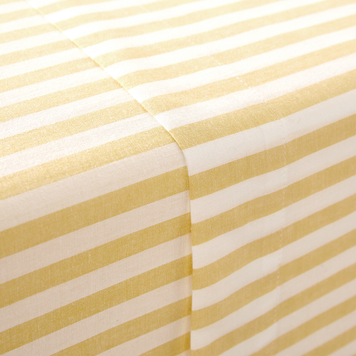 Drap plat en coton, rayures en tissé-teint, SOIZIC JAUNE rayé jaune, LA REDOUTE INTERIEURS