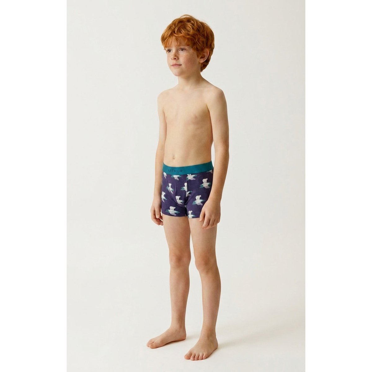 Boxer enfant en jersey de coton imprimé Pôle position marine, ARTHUR