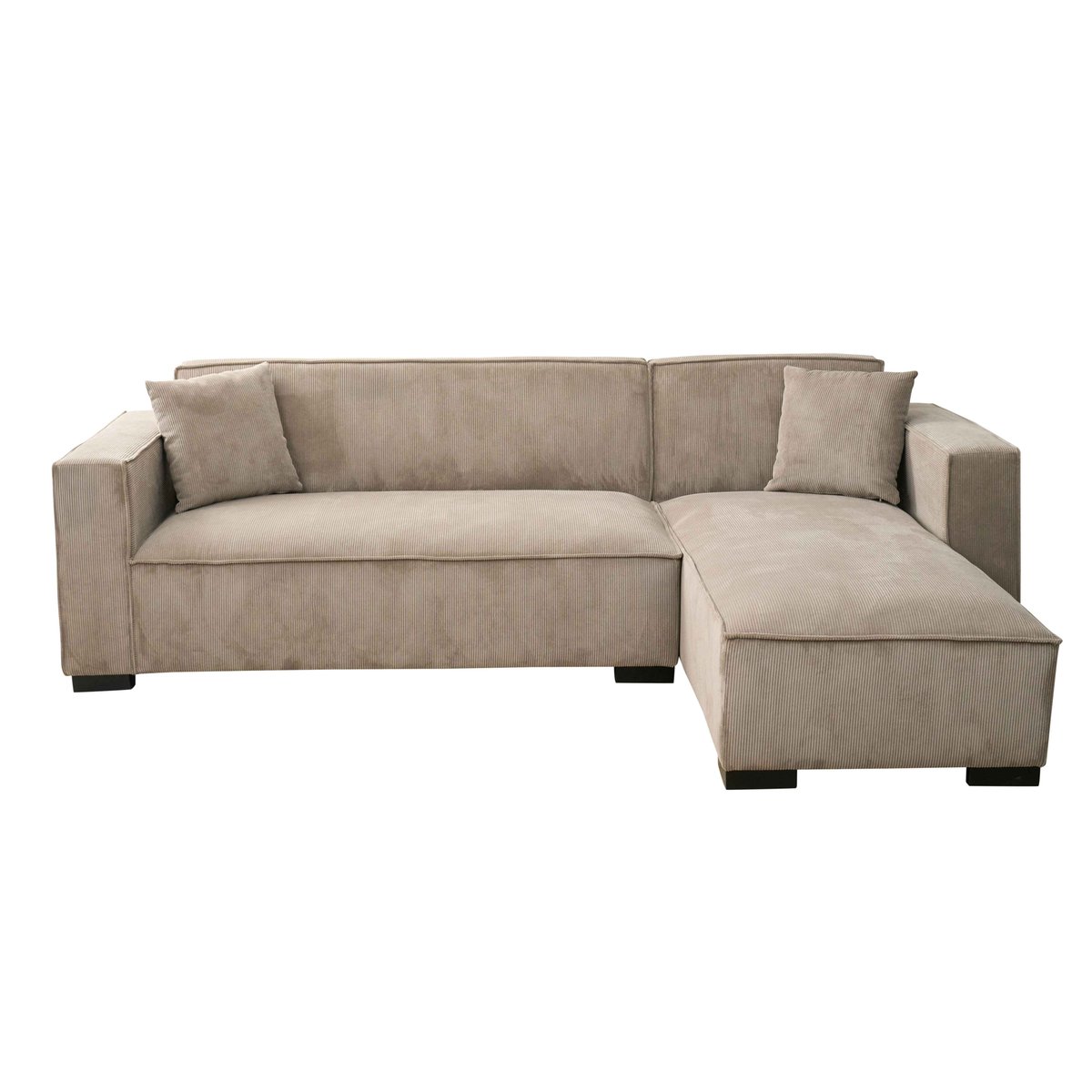 Canapé d'angle droit en tissu 3 places, ALPHY taupe, OVIALA