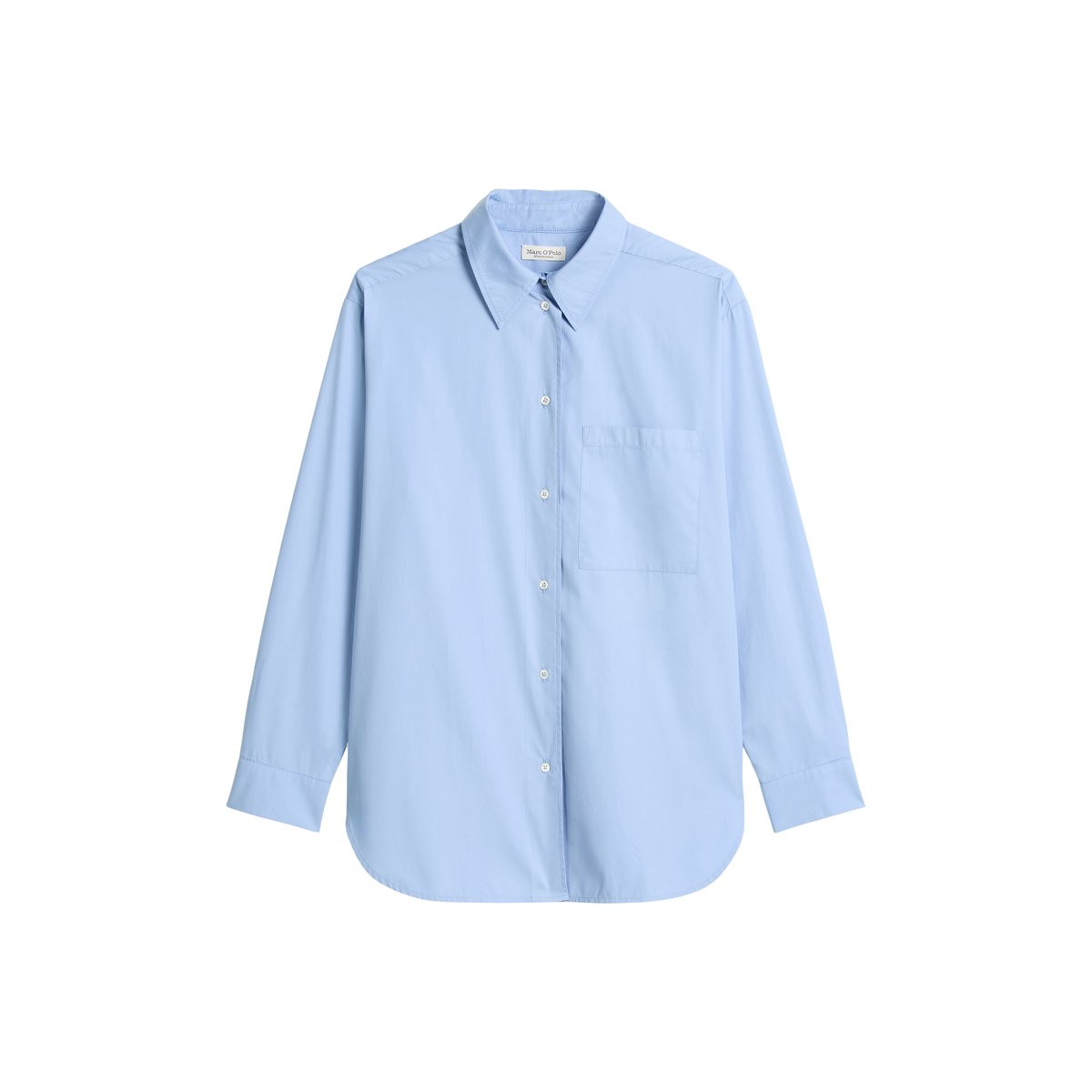 Blouse boyfriend en popeline de coton premium bleu clair, MARC O'POLO