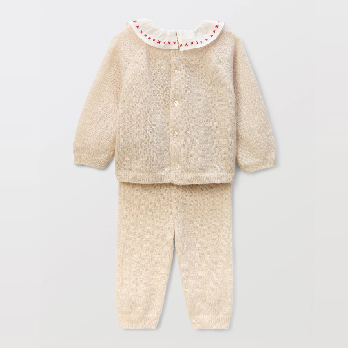 Ensemble tricot brodé beige melange, BOUT'CHOU