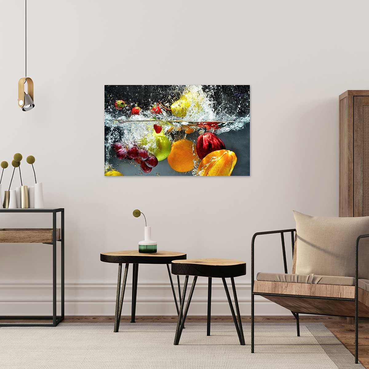 Tableau cocktail de fruits h2o , 80x50cm toile imprimée, HEXOA