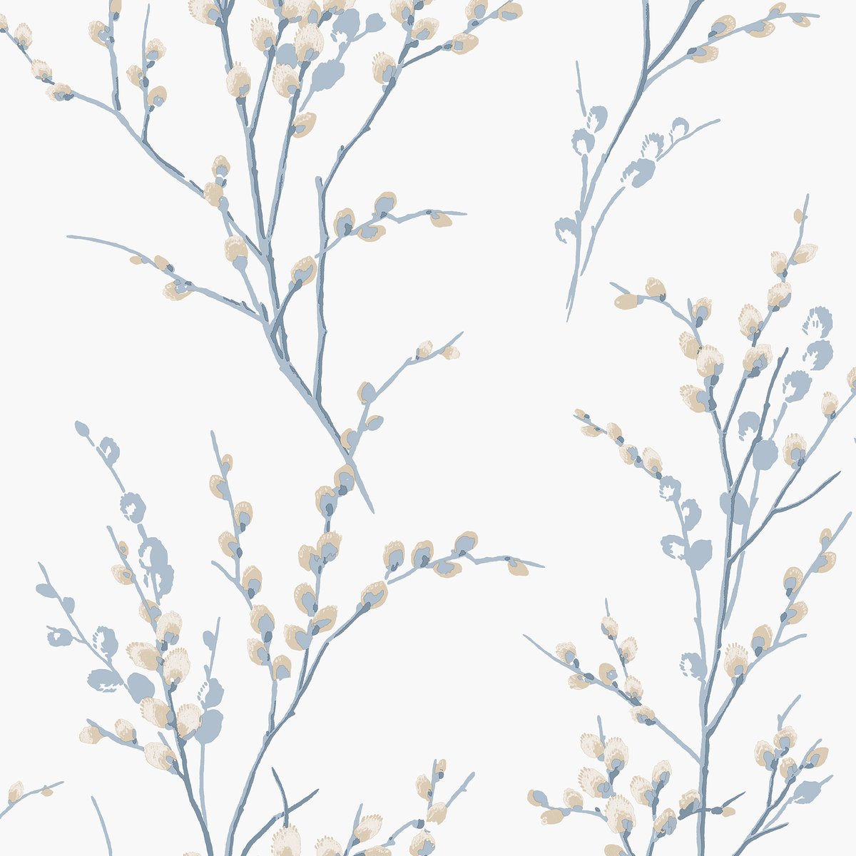 Papier peint branches délicates Pussy Willow couleur unique, LAURA ASHLEY