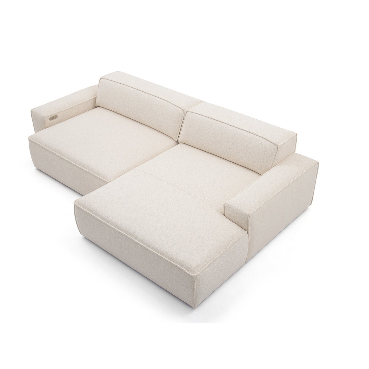 Canapé d'angle convertible 3 places en tissu chiné, ABEL beige, BOBOCHIC