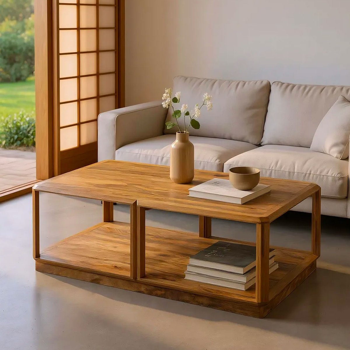 Table basse rectangulaire en bois de manguier 130x80x45cm bois, WADIGA