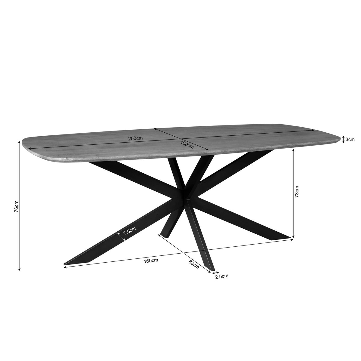 Table moderne en bois, bords arrondis 8 places UTAH bois naturel, PIER IMPORT