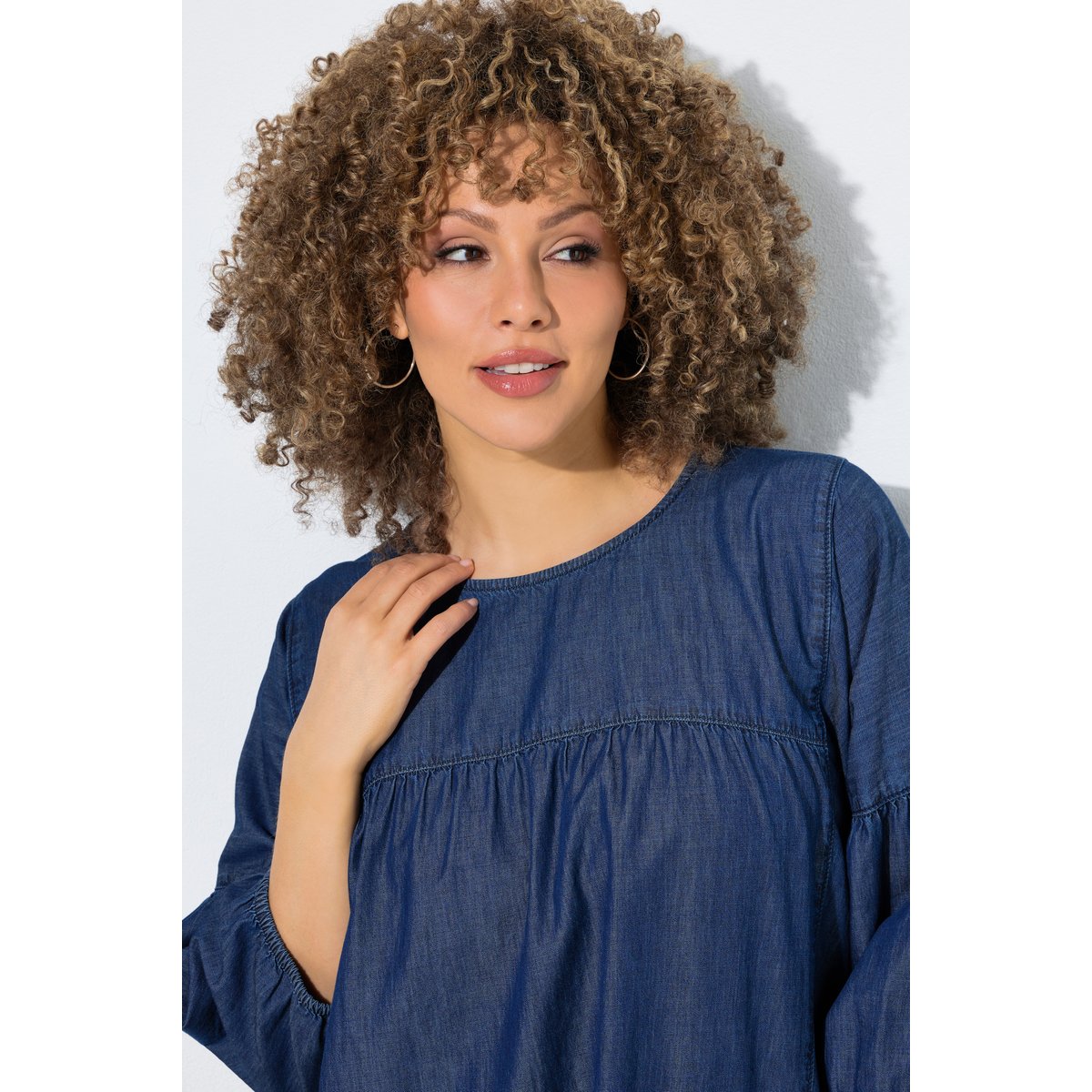 Blouse en jean, couture empire jean bleu foncé, ULLA POPKEN